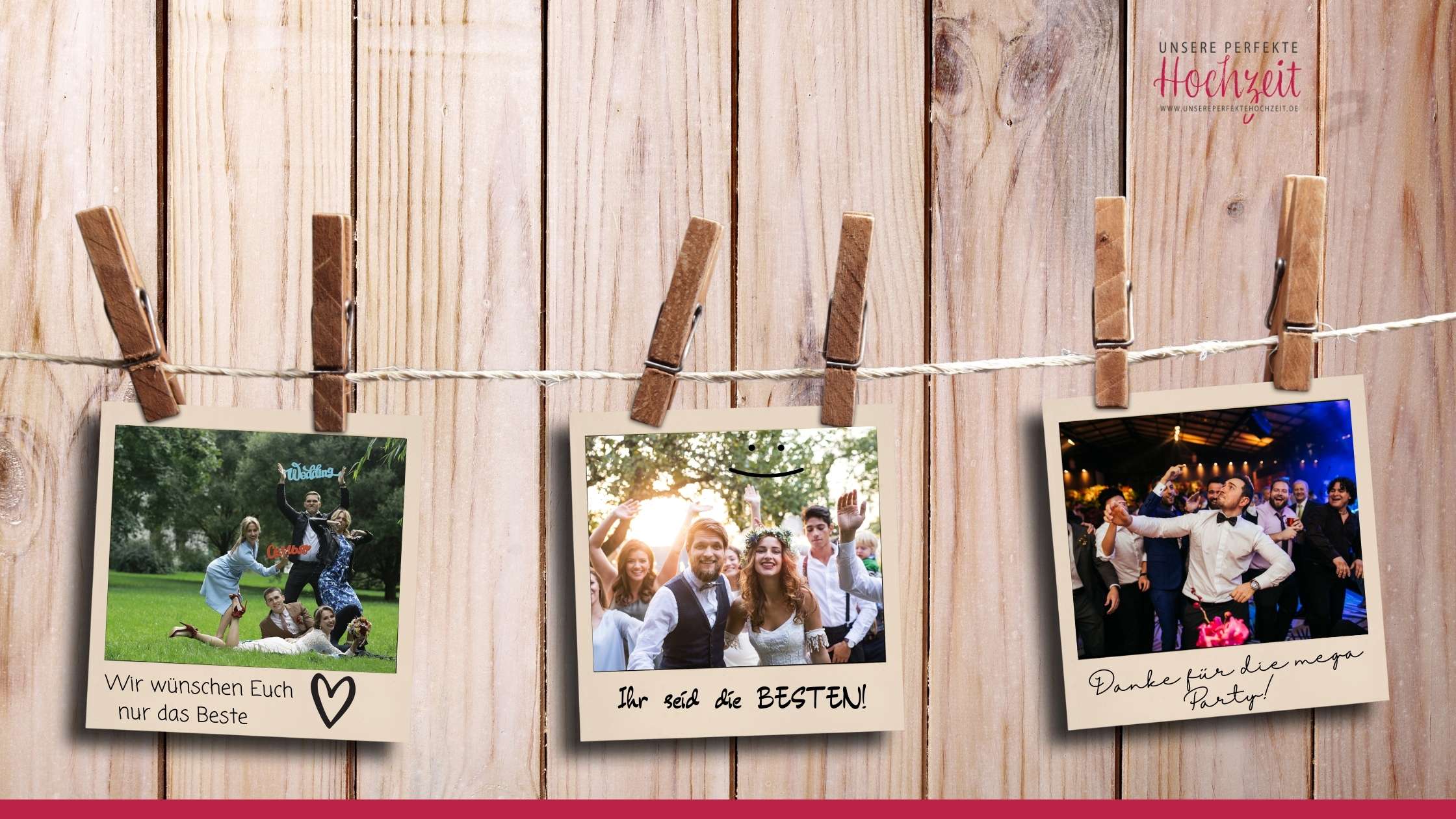 Unsere perfekte Hochzeit - Die 5 schönsten Gästebuch Ideen - Polaroid Fotos auf der Leine